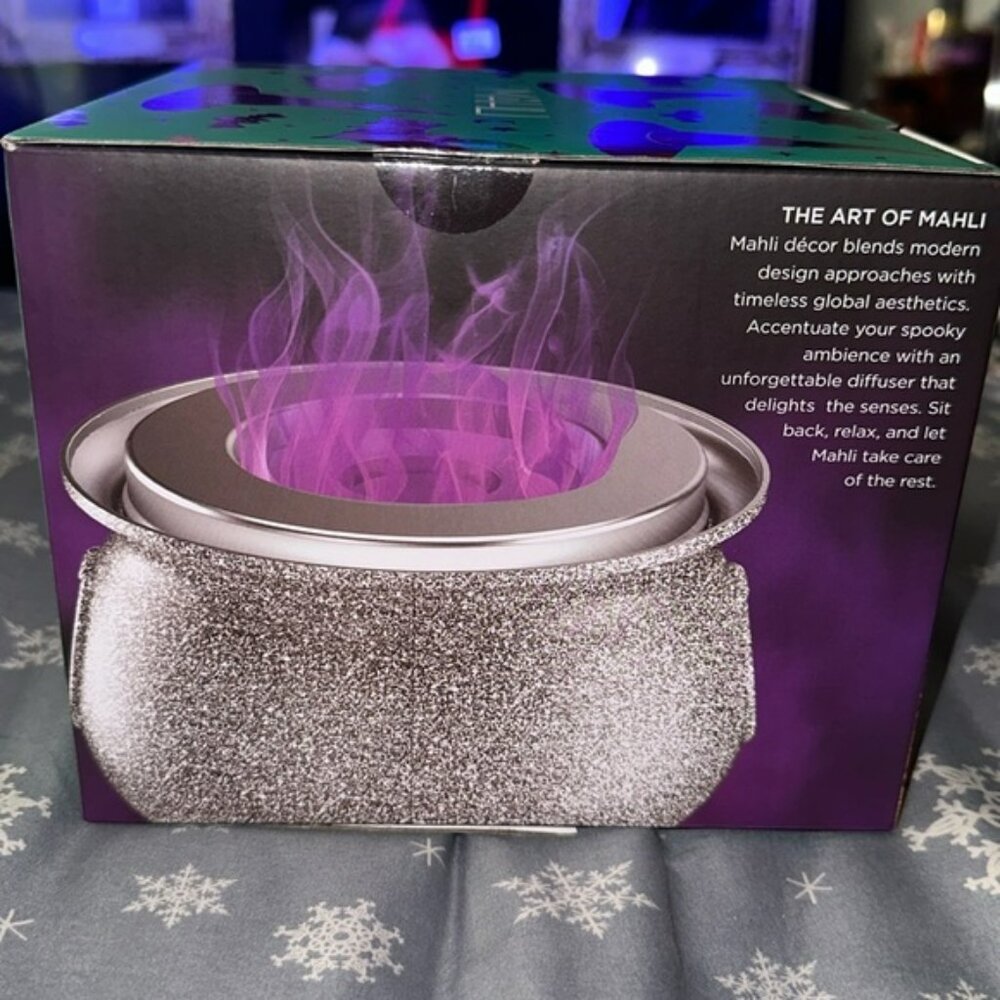 🕷️👻Mahli Flaming glitter Purple Cauldron Aroma Diffuser2024 ☠️🕸️